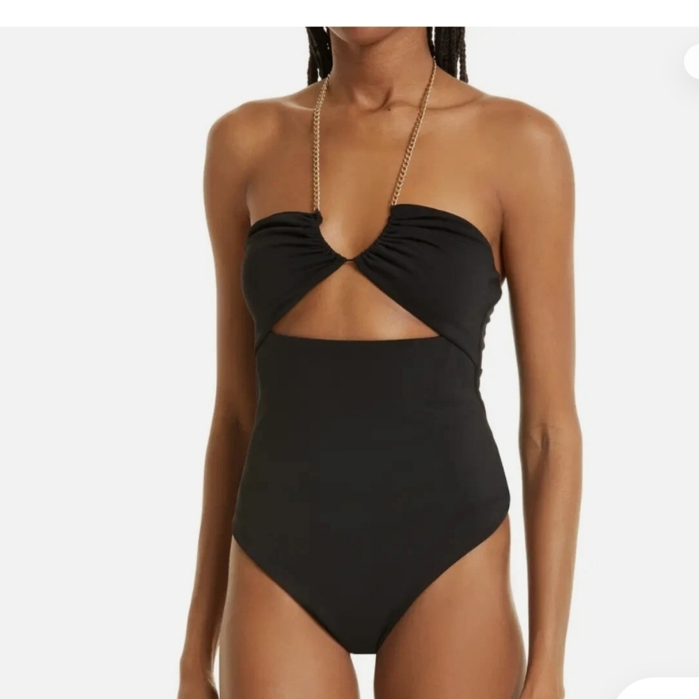 New Alice + Olivia Black Strapless Bodysuit